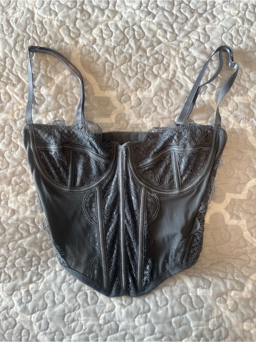 PacSun Charcoal Gray Lace Corset Camisole